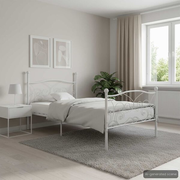 vidaXL Cadre de lit sans matelas avec sommier &agrave; lattes m&eacute;tal 90x200 cm