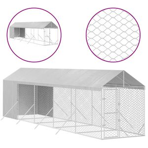 vidaXL Chenil d'ext&eacute;rieur pour chiens avec toit argent&eacute; 2x10x2,5 m