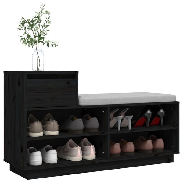 vidaXL Armoire &agrave; chaussures Noir 110x34x61 cm Bois de pin massif