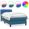 vidaXL Sommier &agrave; lattes de lit et matelas et LED bleu fonc&eacute; 100x220cm velours