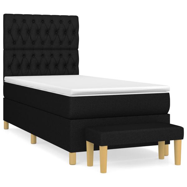 vidaXL Sommier &agrave; lattes de lit avec matelas Noir 100x200 cm Tissu