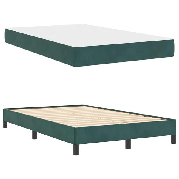 vidaXL Lit &agrave; ressorts avec matelas Vert fonc&eacute; 120 x 220 cm tissu