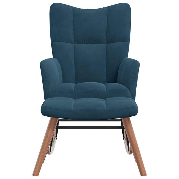 vidaXL Chaise &agrave; bascule avec tabouret en velours bleu