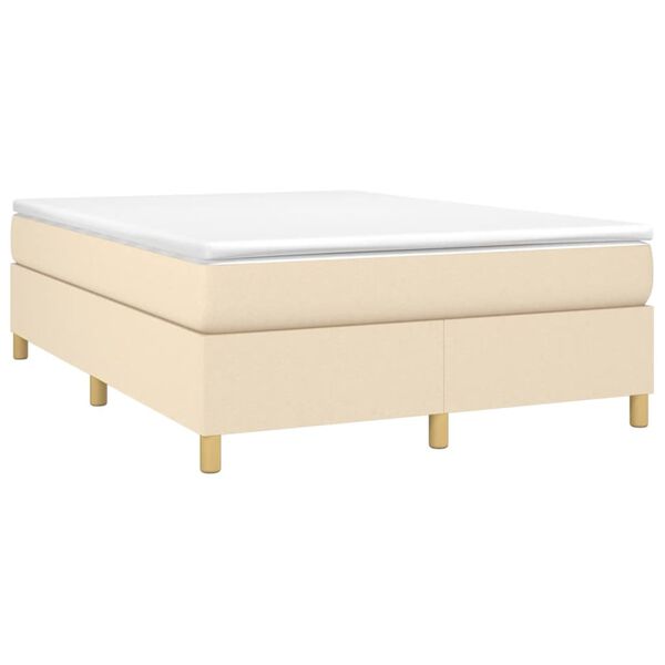 vidaXL Sommier &agrave; lattes de lit avec matelas Cr&egrave;me 140x190 cm Tissu