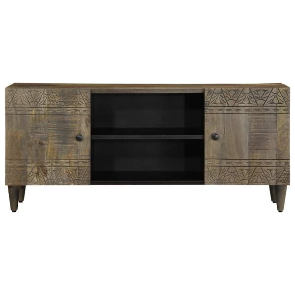 vidaXL Meuble TV gris clair 105x33,5x46 cm bois massif de manguier