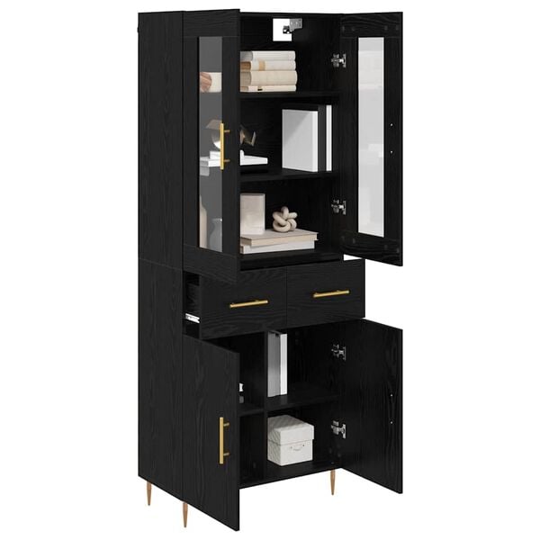 vidaXL Haut Armoire avec tiroir 2 pcs Ch&ecirc;ne noir Bois d'ing&eacute;nierie