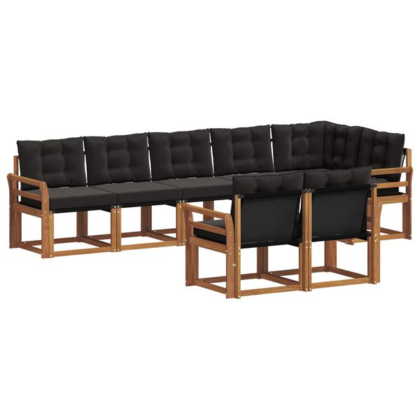 vidaXL Ensemble de canap&eacute;s d'ext&eacute;rieur 8 pcs Naturel et Noir