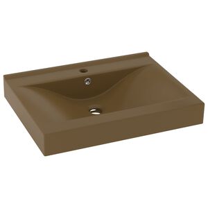 vidaXL Lavabo avec trou de robinet Cr&egrave;me mat 60x46 cm C&eacute;ramique