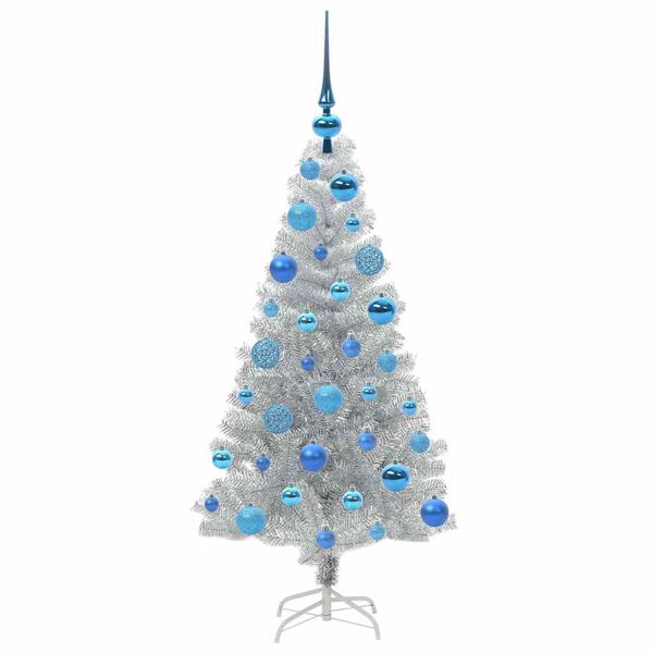 vidaXL Sapin de No&euml;l avec 150 LED avec support Argent 120 cm PET
