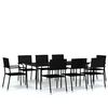 vidaXL Ensemble &agrave; manger de jardin 9 pcs Noir