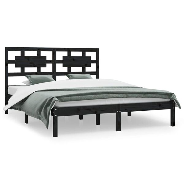 vidaXL Cadre de lit sans matelas noir 200x200 cm bois massif de pin