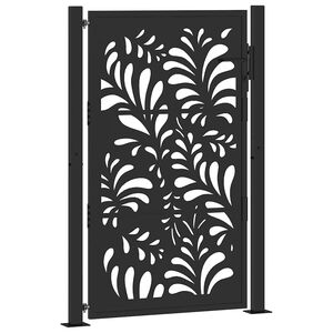vidaXL Portail de jardin noir 100x150 cm en acier design ondulé