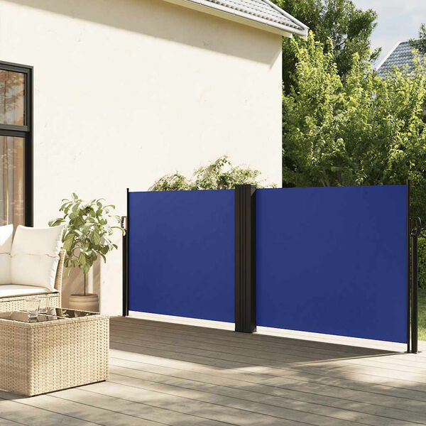 vidaXL Auvent lat&eacute;ral r&eacute;tractable bleu 120x600 cm