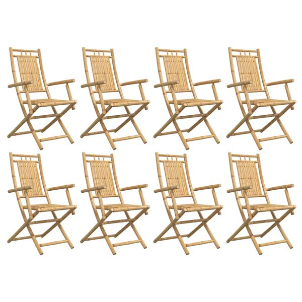 vidaXL Chaises pliables de jardin lot de 8 53x66x99 cm bambou