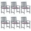 vidaXL Chaises de jardin et coussins lot de 6 Bois acacia massif Gris