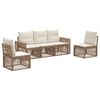 vidaXL Ensemble de canap&eacute; de jardin 5 pc Beige et blanc cr&egrave;me