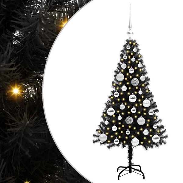 vidaXL Sapin de No&euml;l avec 150 LED avec support Noir 120 cm PVC