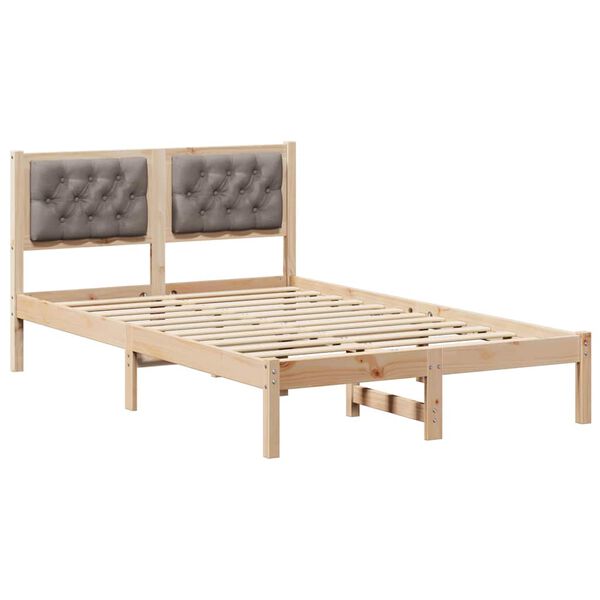 vidaXL Cadre de lit avec t&ecirc;te de lit Taupe 135 x 190 cm Pin massif