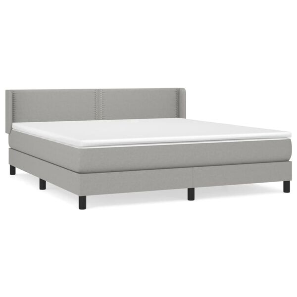 vidaXL Sommier &agrave; lattes de lit avec matelas Gris clair 180x200cm Tissu