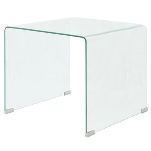 vidaXL Table basse 49,5 x 50 x 45 cm Verre tremp&eacute; Transparent