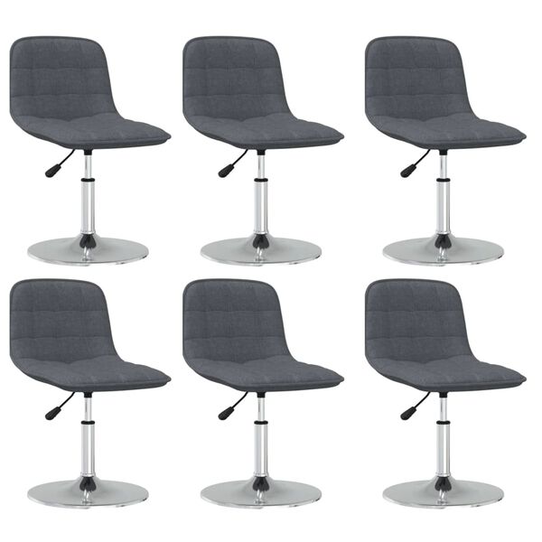 vidaXL Chaises pivotantes &agrave; manger lot de 6 gris fonc&eacute; tissu