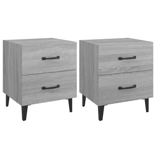 vidaXL Tables de chevet 2 pcs Sonoma gris 40x35x47,5 cm