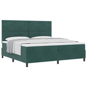 vidaXL Lit &agrave; ressorts avec matelas Vert fonc&eacute; 200 x 200 cm tissu