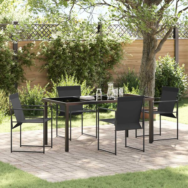 vidaXL Ensemble de salle &agrave; manger pour jardin 5 pcs Noir