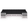 vidaXL Salon de jardin 7 pcs avec coussins blanc bois de pin massif