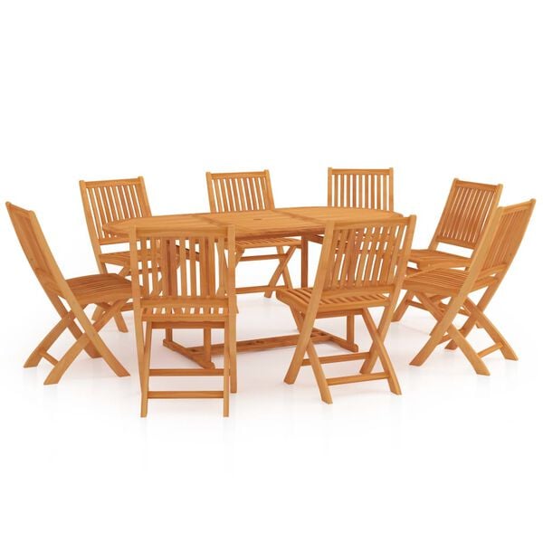 vidaXL Ensemble &agrave; manger de jardin 9 pcs Bois de teck massif