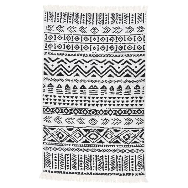 vidaXL Tapis Noir et blanc 160x230 cm Coton