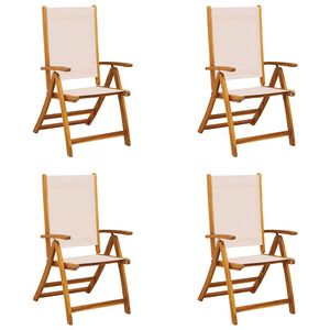 vidaXL Chaises pliables de jardin lot de 4 bois d'acacia et textil&egrave;ne