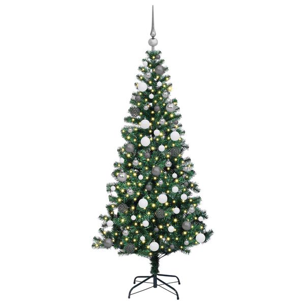 vidaXL Sapin de No&euml;l artificiel pr&eacute;-&eacute;clair&eacute; Vert 180 cm PVC et m&eacute;tal