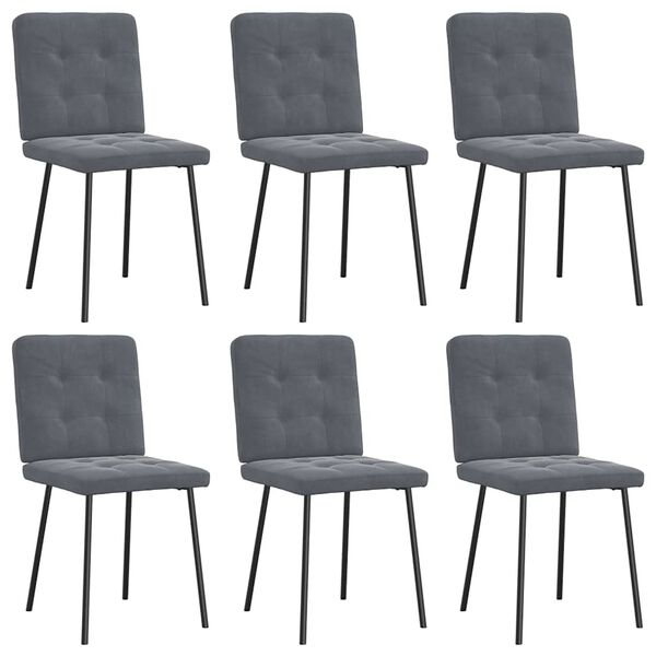 vidaXL Chaises à manger lot de 6 gris foncé velours