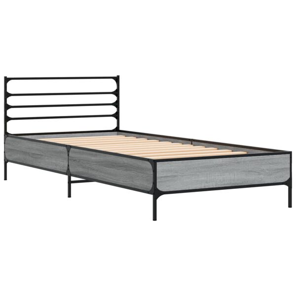 vidaXL Cadre de lit sans matelas sonoma gris 75x190 cm