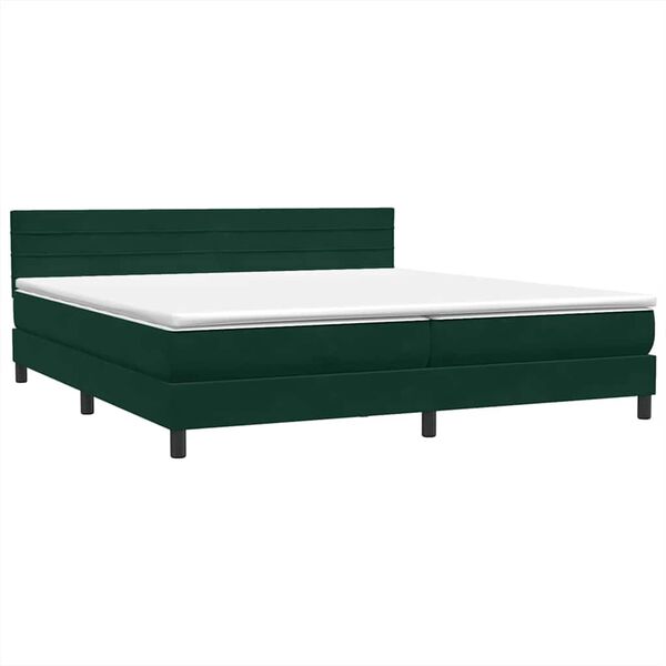 vidaXL Sommier &agrave; lattes de lit et matelas vert fonc&eacute; 200x210cm velours
