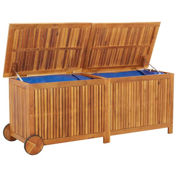 vidaXL Boîte de rangement de jardin avec roues 150x50x58cm bois acacia