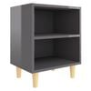 vidaXL Table de chevet avec pieds en bois Gris brillant 40x30x50 cm