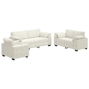 vidaXL Ensemble de canap&eacute;s 3 pcs avec coussins Cr&egrave;me Velours