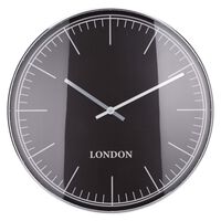 H&S Collection Horloge murale cadre argenté London noir et argenté