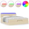 vidaXL Lit ottoman avec matelas et LED cr&egrave;me 180x200cm tissu