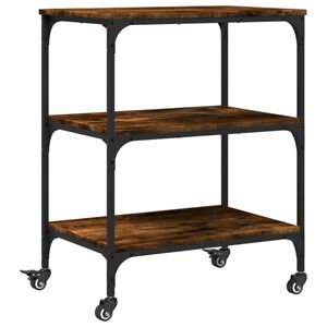 vidaXL Chariot de cuisine ch&ecirc;ne fum&eacute; 60x41x76 cm bois d'ing&eacute;nierie