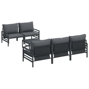 vidaXL Ensemble de canap&eacute; de jardin avec coussin 6 pcs Noir Acier