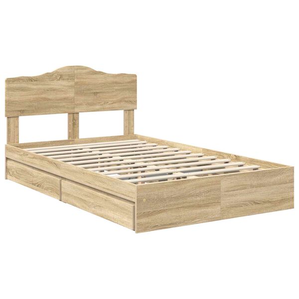vidaXL Lit de Rangement Ch&ecirc;ne Sonoma 135 x 190 cm Bois d'ing&eacute;nierie
