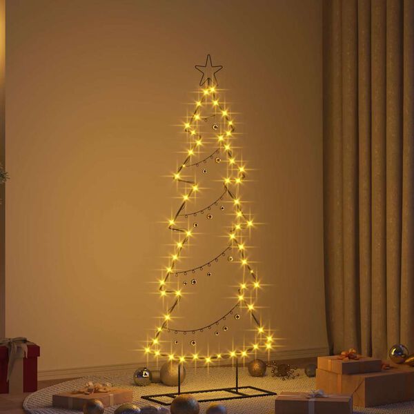 vidaXL Arbre de No&euml;l en m&eacute;tal avec support Noir 150 cm Acier