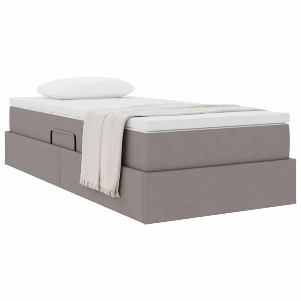 vidaXL Lit avec rangement et matelas Taupe 100 x 200 cm Polyester