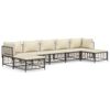 vidaXL Salon de jardin 7 pcs avec coussins anthracite r&eacute;sine tress&eacute;e