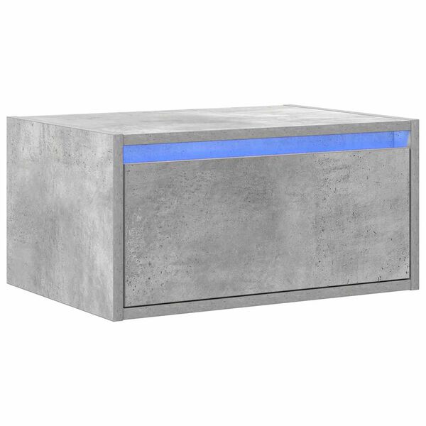 vidaXL Table de chevet murale avec lumi&egrave;res LED gris b&eacute;ton