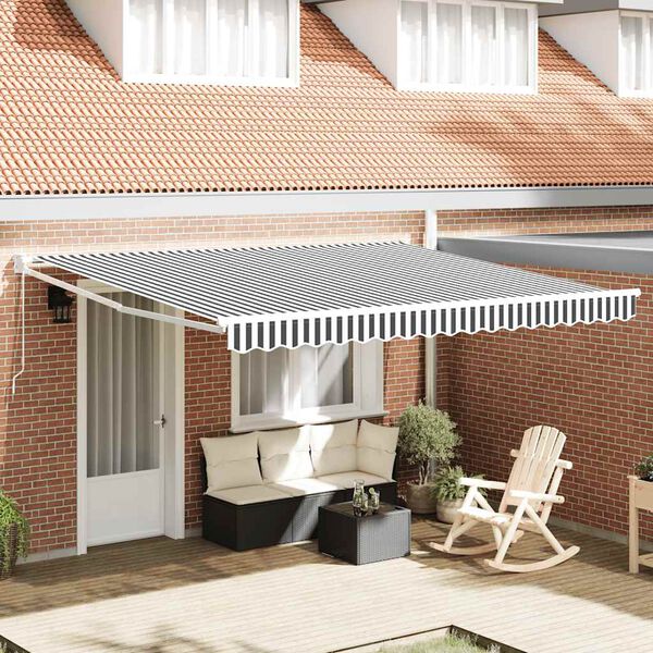 vidaXL Auvent r&eacute;tractable anthracite et blanc 4x3 m tissu et aluminium