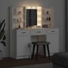 vidaXL Ensemble de table de maquillage avec LED avec porte 3 pcs Blanc
